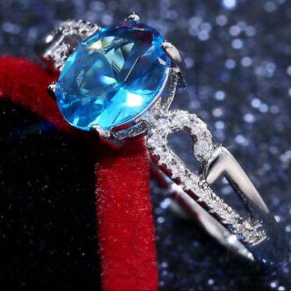 New S925 Sterling Silver Ring Oval Cut Aquamarine - Picture 8 of 8